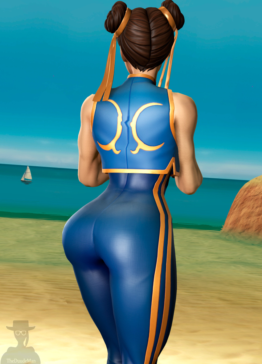 1girls 3d accurate_art_style alternative_costume asian asian_female ass ass_focus background beach big_ass big_butt brown_hair butt capcom chun-li chun-li_(fortnite) clothed clothed_female clothes clothing dat_ass double_bun epic_games female female_only fortnite fortnite:_battle_royale from_behind fully_clothed huge_ass leggings muscular sleeveless sleeveless_shirt solo solo_female source_filmmaker street_fighter theduudeman thick_thighs tight_clothing tight_fit wide_hips yoga_pants