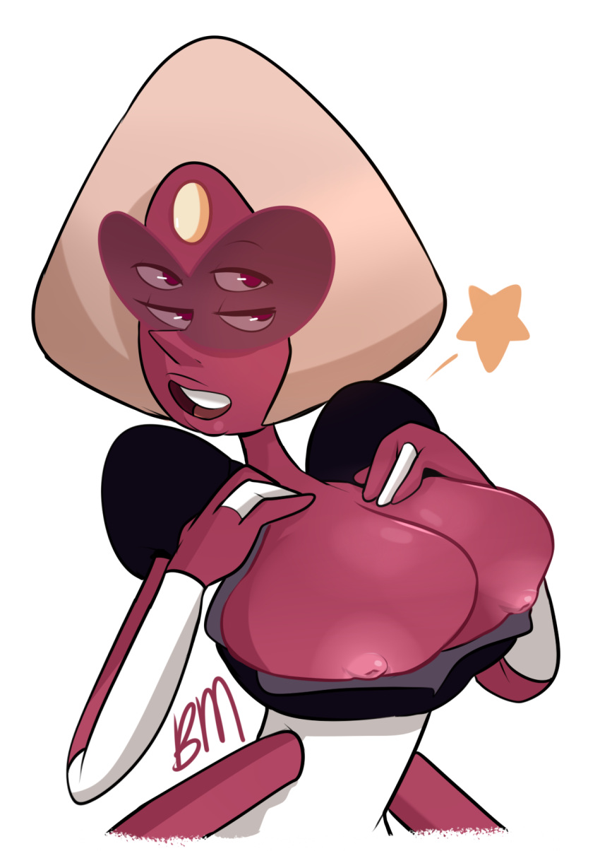 4_eyes afro big_breasts blonde_hair blushmallet breasts brown_body brown_skin cartoon_network dark-skinned_female female female_focus female_only gem_(species) gem_fusion multi_eye nipples sardonyx_(steven_universe) steven_universe