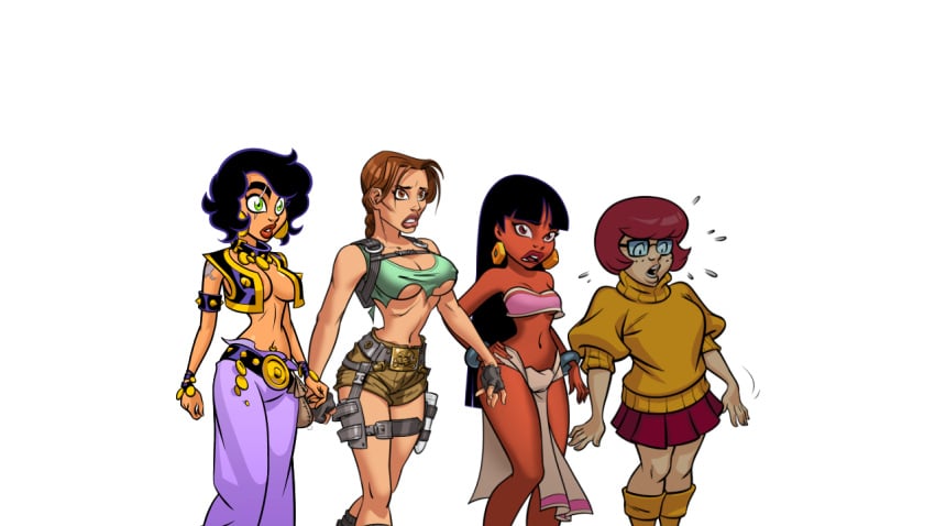 chel colored crossover dahr dreamworks hanna-barbera iris iris_(akabur) iris_(princess_trainer) lara_croft lara_croft_(classic) monster no_sunglasses princess_trainer scooby-doo tagme the_road_to_el_dorado tomb_raider velma_dinkley video_games