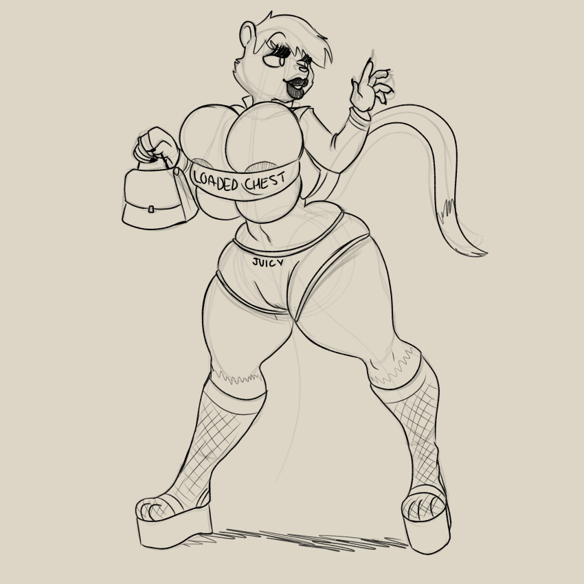 1:1 absurd_res anthro belly domestic_ferret emmy_dook female furaffinity furry hi_res mammal mustela mustelid musteline sketch squealydealy