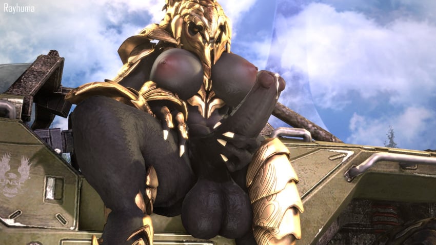 1futa 3d abs alien arbiter arbiter_(halo) areolae armor balls big_balls big_breasts big_penis breasts cleavage futa_only futanari halo_(game) halo_(series) hand_on_penis helmet large_breasts large_penis masturbation nipples no_humans penis precum precum_bubble precum_drip rayhuma sangheili sfm sharp_fingernails sharp_teeth solo solo_futa source_filmmaker teeth ter'ssa thick thick_thighs thighs vehicle watermark yellow_eyes