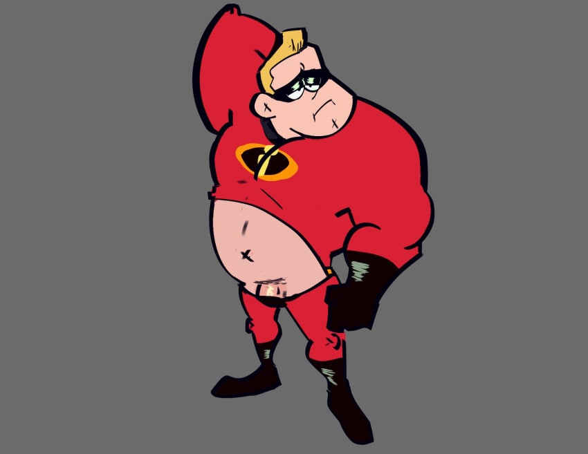 1boy balls blonde_hair boots cancan_draws dilf disney erect_penis face_mask gloves male male_only mr._incredible muscular muscular_male penis pixar robert_parr smooth_skin solo superhero superhero_costume testicles the_incredibles white_skin