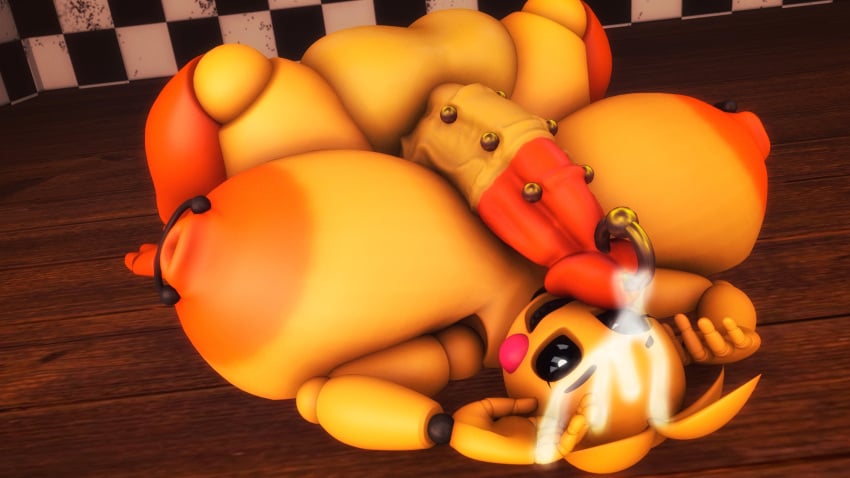 3d areolae azsfml balls big_balls big_breasts big_penis black_sclera breasts cum cum_on_face cum_on_own_face five_nights_at_freddy's five_nights_at_freddy's_2 furry futa_only futanari huge_balls huge_cock hyper hyper_penis nipple_piercing nipples orange_areola penis_piercing piercing sfm source_filmmaker tagme toy_chica_(fnaf) yellow_skin