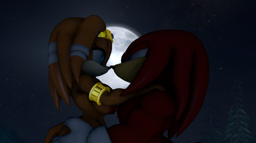 3d 3d_(artwork) 3d_model anthro blue_eyes breasts crown duo echidna eyelashes female full_moon gameman5804 gloves hair kabalmystic knuckles_the_echidna knuckles_the_echidna_(kabalmystic) male mammal mobian mobian_(species) mobian_echidna moon night nipples orange_body orange_hair purple_eyes red_body red_hair sega smile sonic_(series) sonic_adventure sonic_the_hedgehog_(series) tan_body tiara tikal_the_echidna tikal_the_echidna_(kabalmystic)