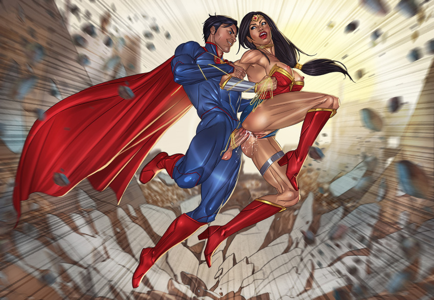 1boy 1girls abrosiis anal armpits big_breasts big_butt big_nipples black_hair blue_eyes breasts butt costume dc dc_comics destruction destructive_sex diana_prince female flying_sex human human_only leotard_aside light-skinned_female light-skinned_male light_skin male muscular_female nipples perky_breasts plump_labia power_sex pussy rope rope_play sex skimpy skintight straight superheroine superman superman_(series) superpowered_sex thick_thighs thighs wonder_woman wonder_woman_(series)