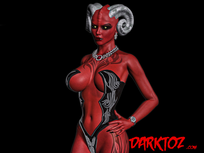 1girls 3d big_breasts bondage darktoz demon demon_girl devil dominatrix eyes female female_only femdom_city_(game) horn horned_humanoid horns red-skinned_female red_skin the_dark_mother_(fcg) watch