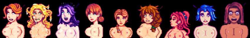 6+girls 9girls abigail_(stardew_valley) areolae breasts cleavage crying cum cum_on_face cum_on_hair embarrassed embarrassed_nude_female emily_(stardew_valley) enf exposed exposed_breasts haley_(stardew_valley) humiliation jodi_(stardew_valley) large_breasts leah_(stardew_valley) marnie_(stardew_valley) maru_(stardew_valley) multiple_girls naked nipples nude penny_(stardew_valley) pixel_art portrait sandy_(stardew_valley) shocked stardew_valley surprised topless