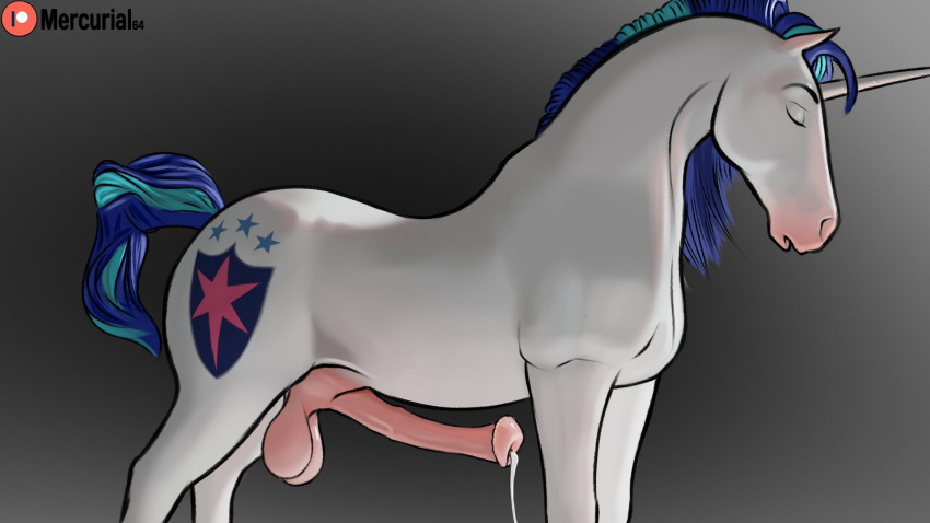 16:9 anatomically_correct animal_genitalia animal_penis balls bodily_fluids closed_eyes conditional_dnp cum cutie_mark equid equine equine_penis eyebrows feral friendship_is_magic genital_fluids genitals hasbro hi_res horn male mammal mercurial64 my_little_pony penis shining_armor_(mlp) simple_background solo unicorn widescreen