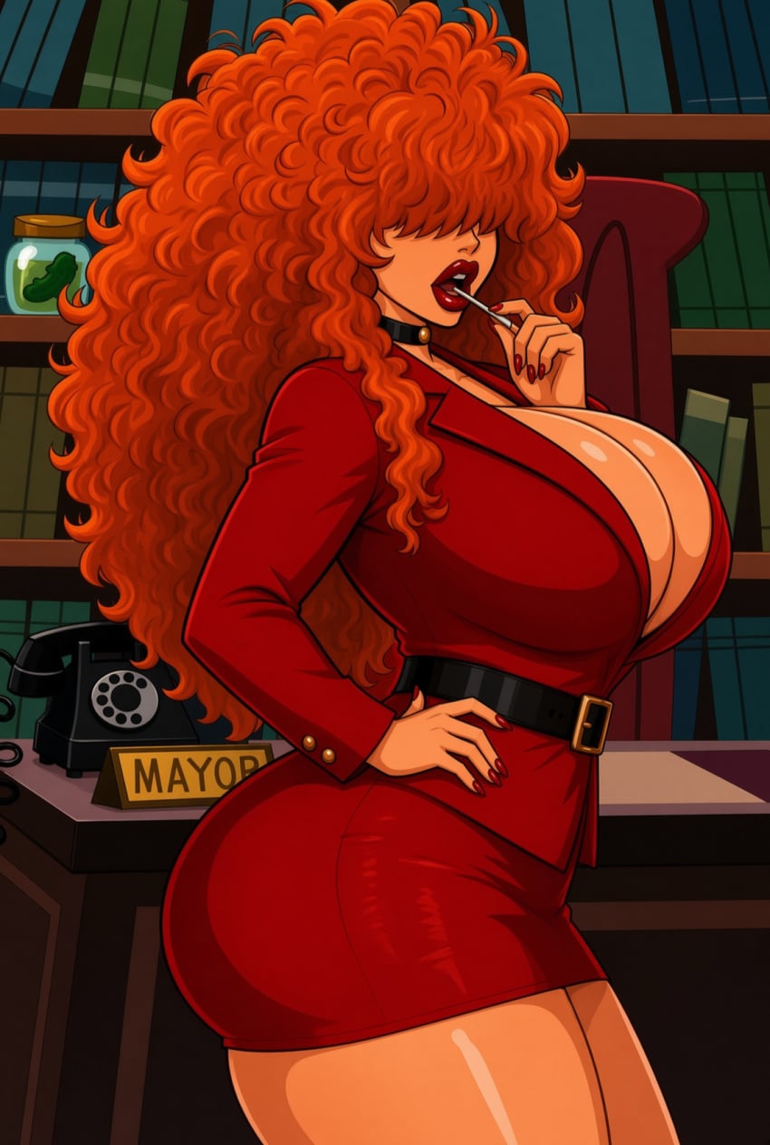 1girls 1woman ai_generated big_ass big_booty big_breasts big_butt big_tits blackroga business_suit business_woman busty cartoon_network cleavage collared_shirt licking_lollipop lipstick milf office office_lady pencil_skirt powerpuff_girls sara_bellum secretary short_skirt skirt thick_lips thick_thighs voluptuous