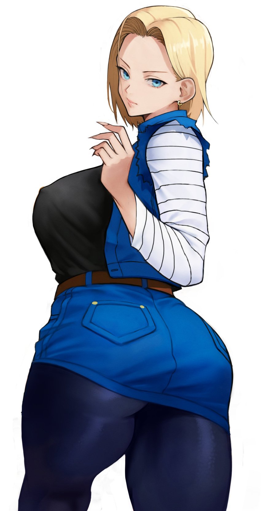 1girls alternate_version_available android_18 blonde_hair blue_eyes cameltoe cleavage curvy dragon_ball erect_nipples female huge_areolae huge_ass huge_breasts puffy_nipples short_hair thick_lips voluptuous wide_hips yoshi55level yoshio_(55level)