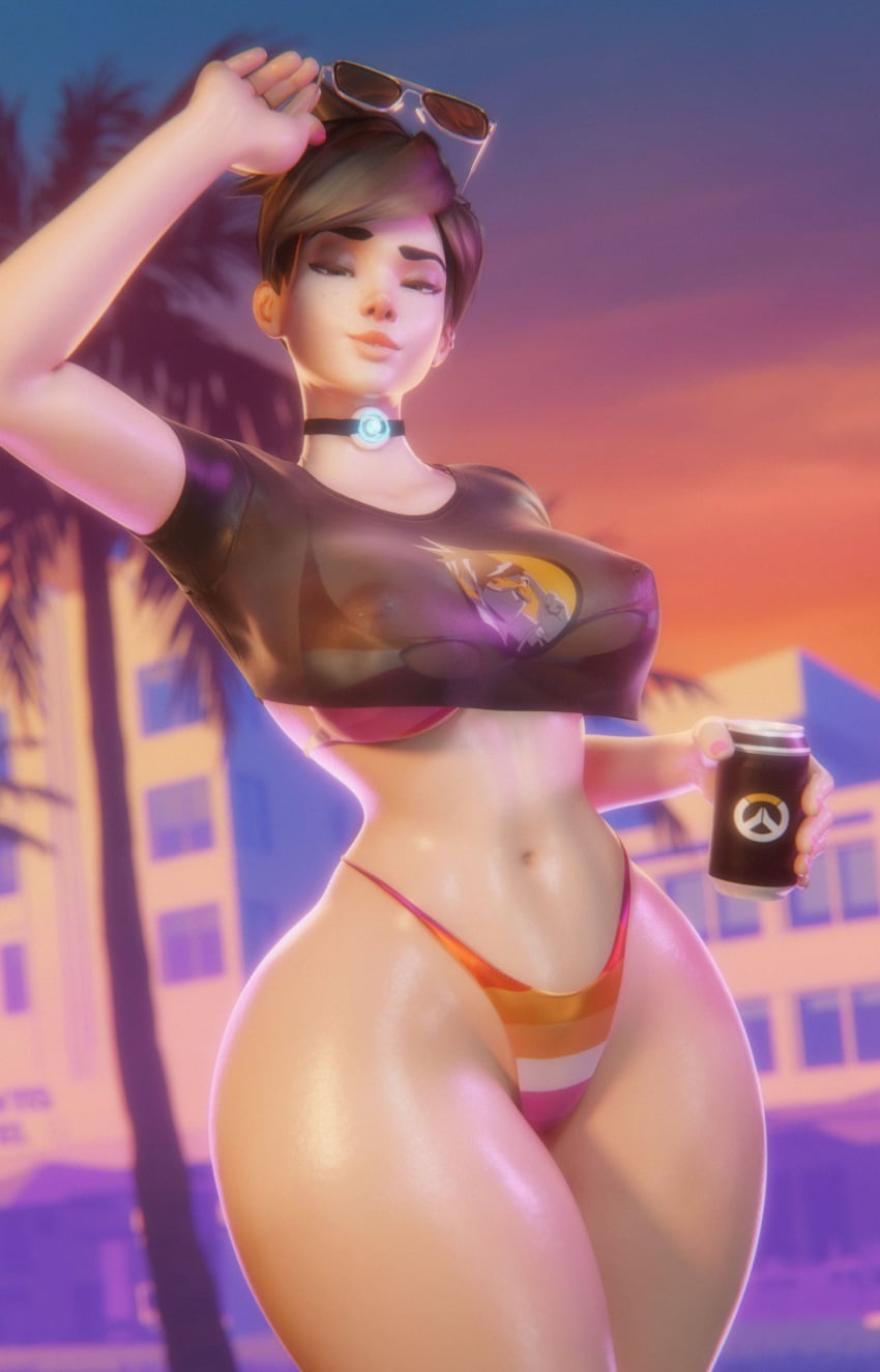 1girls 2020s 2026 2026s 3d 3d_(artwork) ass big_ass big_butt blizzard_entertainment breasts brown_hair butt can collar crop_top curly_hair curvaceous curvy curvy_body curvy_female curvy_figure earrings ebony female female_focus female_only full_body glasses glasses_on_head gold_collar grand_theft_auto grand_theft_auto_vi high_resolution highres hips holding_can human human_only lesbian lesbian_flag_bikini lesbian_pride_bikini lesbian_pride_colors light-skinned_female light_skin looking_at_viewer lowres mammal morena neon neon_lights neon_sign no_ai official_art only_female open_eyes outdoors overwatch overwatch_2 palm_tree panties piercing pink_theme pool purple_theme rockstar_games shirt side-tie_panties smitty34 solo_female standing straw sunglasses sunglasses_on_head t-shirt tagme tracer video_games white_panties wide_hips