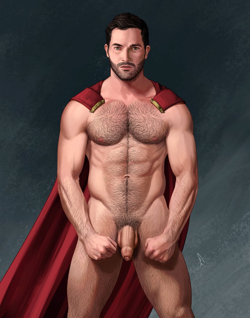 1boy abs biceps celebrity clark_kent dc flexing gabo_artist green_eyes human human_only male male_only muscular nude pecs penis stubble superman thick_thighs tyler_hoechlin uncut