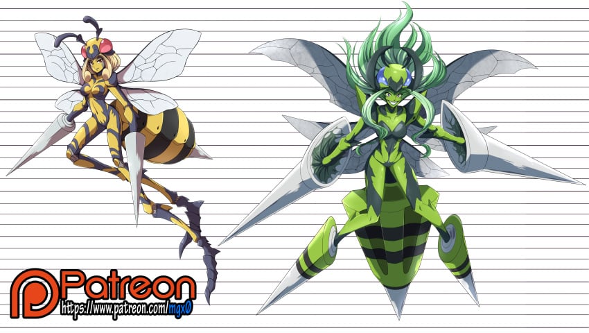 beedrill bug crossover fusion hi_res insect_girl insect_wings mega_beedrill mega_evolution mgx0 monster_girl mosquito_girl_(one-punch_man) mosquito_musume nintendo one-punch_man patreon_username pokémon_(species) pokemon pokemon_xy shiny_pokemon tagme viola_(pokemon) wings