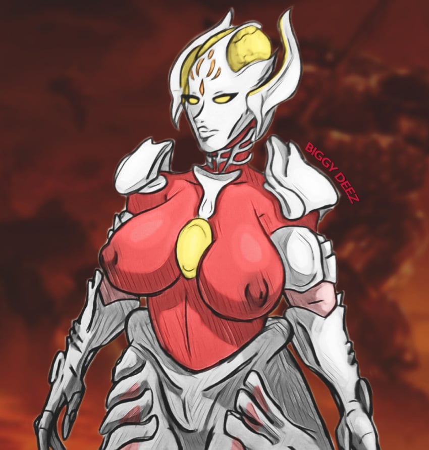 1girls biggy_deez breasts demon demon_girl doom exposed_breasts exposed_nipples khan_maykr maykr nipples red_skin tagme yellow_eyes