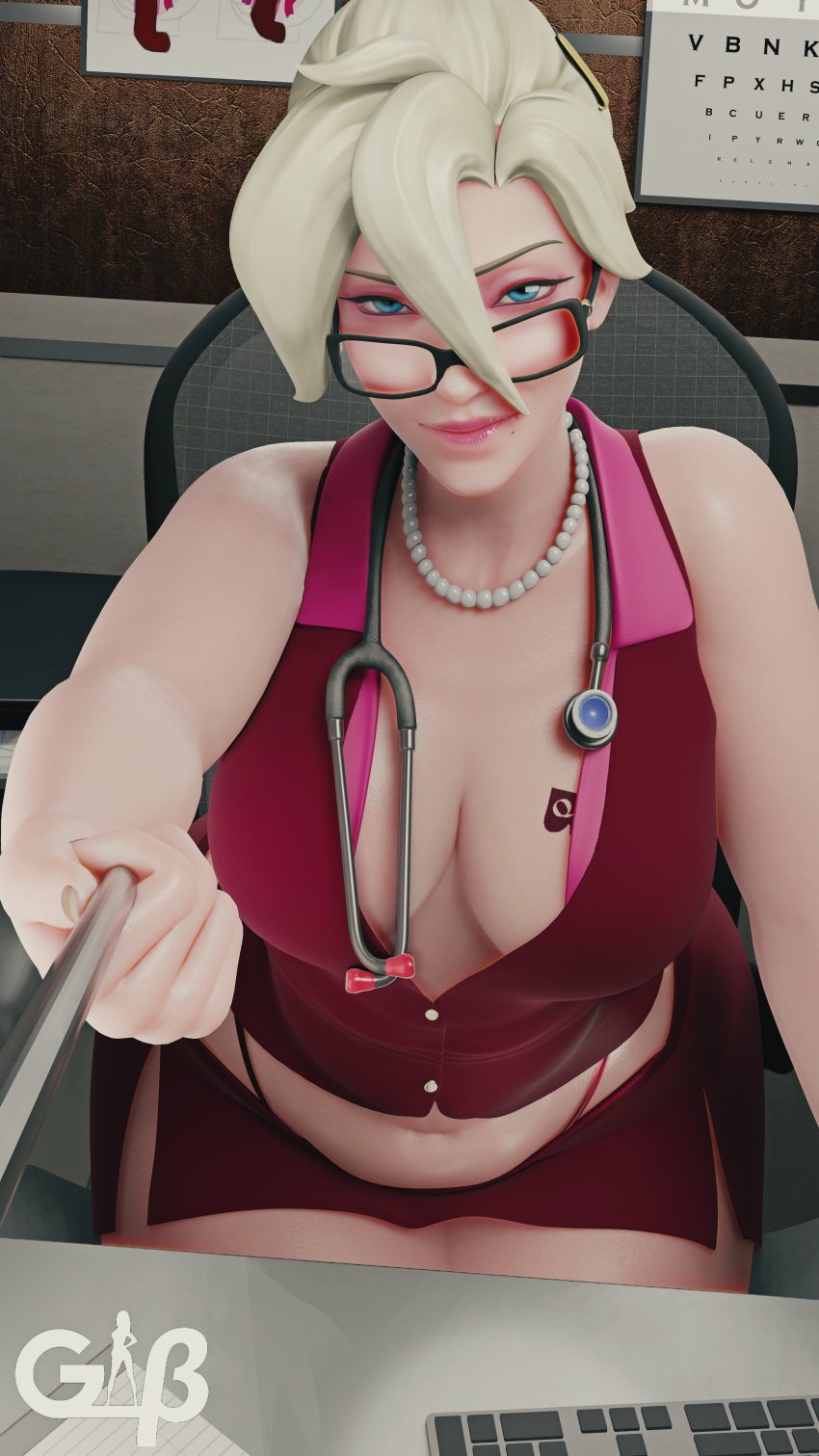 1girls 3d absurd_res big_breasts blender blizzard_entertainment blonde_hair blue_eyes branded branding_mark breasts busty cleavage curvy female female_only fully_clothed generalbutch glasses hi_res large_breasts looking_at_viewer mercy milf older_female overwatch plump pudge qos queen_of_spades queen_of_spades_symbol revealing_clothes selfie selfie_stick slightly_chubby solo spade spade_tattoo tattoo thong venus_body voluptuous whale_tail