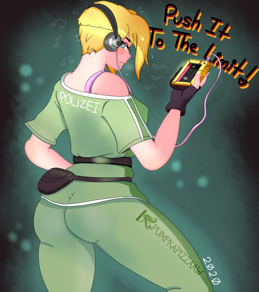 1girls ass blonde_hair blue_eyes green_leggings green_shirt headphones iq_(rainbow_six) leggings rainbow_six rainbow_six_siege short_hair tagme tight_clothing tom_clancy