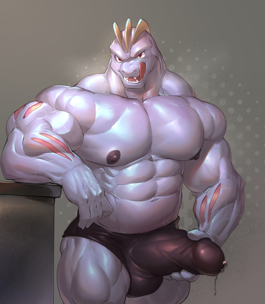 abs absurd_res anthro bara bodily_fluids bulge clothed clothing erection erection_under_clothing genital_fluids genital_outline genitals hi_res humanoid_genitalia humanoid_penis licking licking_lips machoke male male_only muscular muscular_anthro muscular_male nintendo nipples pecs penis penis_outline pokémon_(species) pokemon pokemon_(species) precum precum_through_clothing solo solo_male tongue tongue_out underwear video_games vorusuarts wet wet_clothing