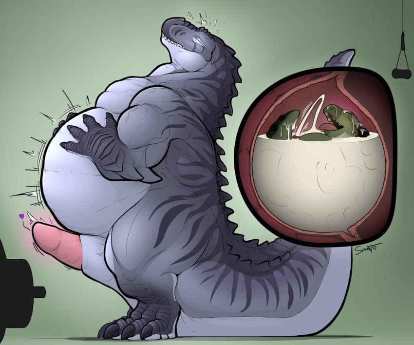 abs after_vore animal_genitalia ankylosaurian ankylosaurid anthro anthro_pred balls belly big_belly big_penis bodily_fluids claws cum dinosaur duo english_text epicurean_delights erection genital_fluids genitals green_body green_scales grey_body grey_scales hi_res inflation inflation male male/male muscular muscular_anthro muscular_male orgasm ornithischian pecs penetration penis pupils reptile scales scalie simple_background slit_pupils solo tail teeth text theropod thick_penis thick_tail thyreophoran tube tyrannosaurid tyrannosaurus tyrannosaurus_rex vein veiny_muscles vore yellow_sclera