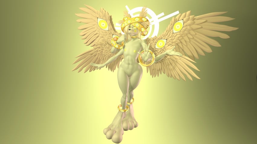 3_toes 3d_(artwork) 4_arms 4_eyes 4_fingers 4_wings angel anthro areola barefoot biblically_accurate_angel big_feet casey_(caseytheii) digital_media_(artwork) eyes_on_wings feathered_wings feathers feet female fingers flat_chested forehead_eye genitals hi_res huge_feet jade4ink looking_at_viewer multi_arm multi_eye multi_limb multi_wing nipples nude ophan pussy solo source_filmmaker toes wings