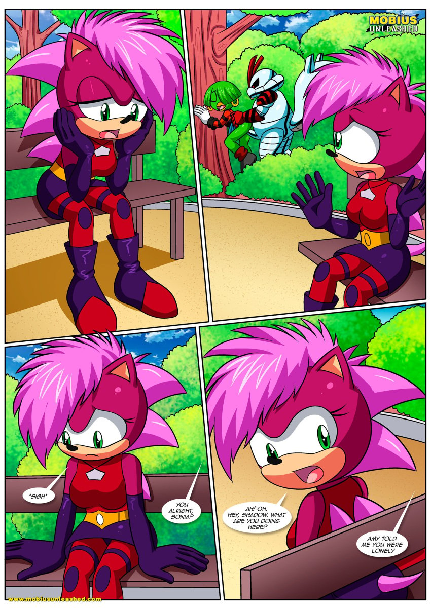 anthro ass bbmbbf comic female male male/female mobian_(species) mobian_mating_season_(comic) mobius_unleashed multiple_boys palcomix penetration penis sega sex shadow_the_hedgehog shortfuse_the_cybernik sonia_the_hedgehog sonic_(series) sonic_the_hedgehog_(series) tekno_the_canary vaginal_penetration vaginal_sex