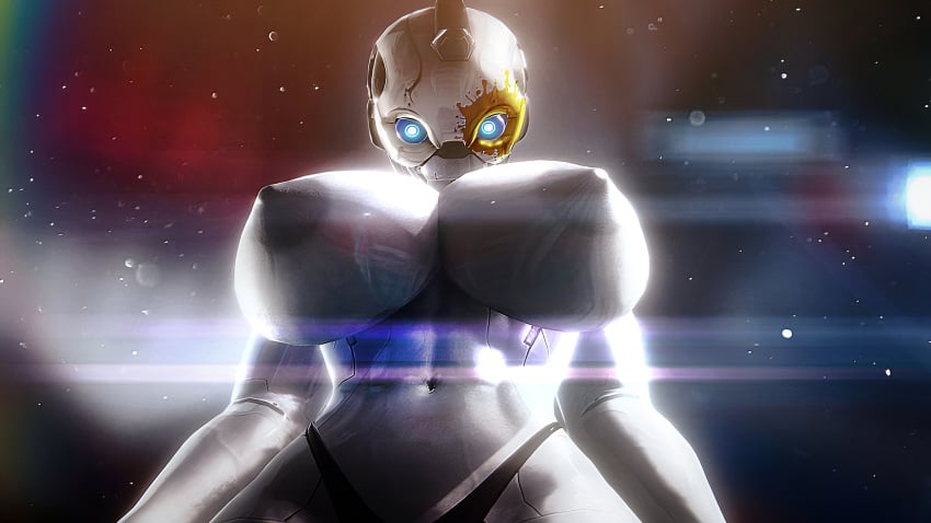 3d 3d_(artwork) abs big_breasts breasts_out ciri-4_(destiny) destiny_(game) destiny_(video_game) destiny_2 exo glowing glowing_eyes huge_breasts looking_at_viewer muscular muscular_female nipples robot robot_girl robot_humanoid sonicfreak