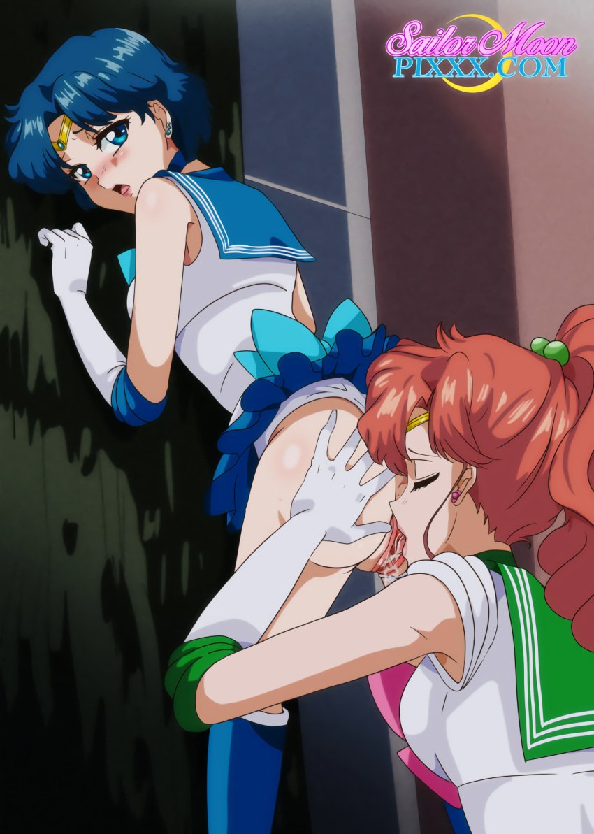 2girls aidan ami_mizuno bishoujo_senshi_sailor_moon blue_eyes blue_hair blush clothing cunnilingus female female/female makoto_kino multiple_girls oral pussy sailor sailor_jupiter sailor_mercury sailor_uniform skirt tagme uncensored yuri