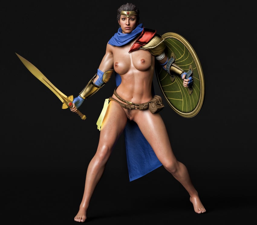 3d 3d_(artwork) 3d_model abdominals abs agent_4_tea_se7en amazon amazonian armor armwear bare_legs bare_thighs barefoot batman_(series) belt black_hair bracers breasts brown_eyes buff bush cape dc dc_comics diana_prince erect_nipples feet gloves goddess hair_tie hair_tied lasso lasso_of_truth light-skinned_female light_skin muscles muscular muscular_female naked naked_female nipples nude nude_female oil oiled oiled_body oiled_breasts oiled_skin oily pinup ponytail pubic_hair puffy_pussy pussy render scarf shaved_crotch shield shiny shiny_skin shoulder_armor six_pack standing suicide_squad suicide_squad:_kill_the_justice_league sword tall_female taller_female taller_girl tiara tight_pussy toned toned_body toned_female toned_stomach vagina warrior wonder_woman wonder_woman_(series) wonder_woman_(suicide_squad_game)