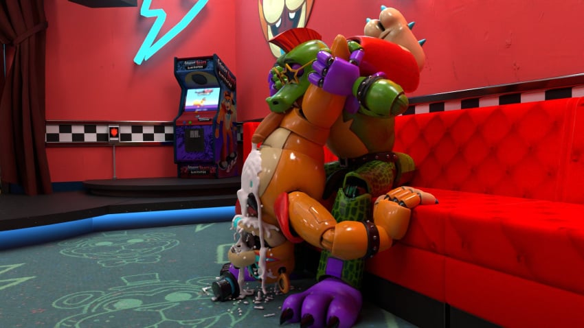 alligator alligator_tail alligatorid alligatorid_humanoid anal_sex anal_sex animatronic anthro background biceps black_nails blue_nails body_markings bow_tie crocodile crocodile_tail crocodilian crocodylid excessive_cum facial_markings felhesznelenev five_nights_at_freddy's five_nights_at_freddy's:_security_breach fnaf gay gay_sex glamrock_freddy_(fnaf) green_body lighting_bolt machine male male/male male_only male_penetrated male_penetrating male_penetrating_male mohawk mohawk_(hairstyle) montgomery_gator_(fnaf) muscular muscular_anthro muscular_arms muscular_male muscular_thighs non-human non_mammalian_nipples orange_body overflowing_cum pauldrons pink_glans red_hair reptile reptile_humanoid robot robot_humanoid scottgames simple_background spiked_bracelet spotted_body steel_wool_studios tail tail_markings tattoo top_hat two_tone_body two_tone_fur