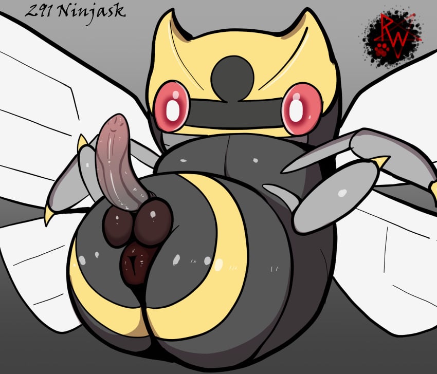 animal_genitalia animal_penis anus arthropod ass balls darkened_genitalia digital_media_(artwork) erection feral generation_3_pokemon genitals hi_res insect_wings insects male male_only ninjask nintendo penis pokemon pokemon_(species) presenting puffy_anus rapistwerewolf red_eyes simple_background solo wings