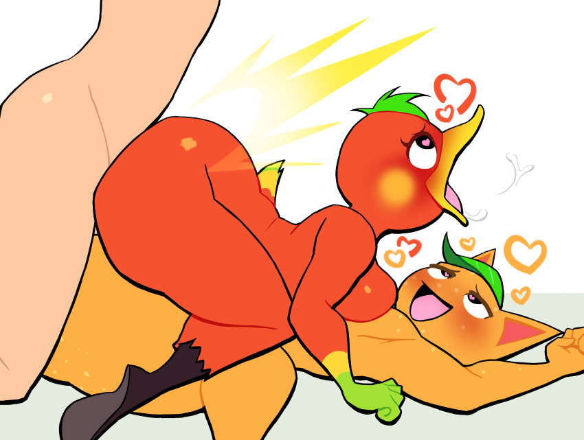 1boy 2girls animal_crossing anthro ass big_ass breasts faceless_male female female_on_human human human_on_anthro ketchup_(animal_crossing) lovetopullmicke male nude nude_female nude_male penis side_view tangy_(animal_crossing) thick_thighs threesome wide_hips