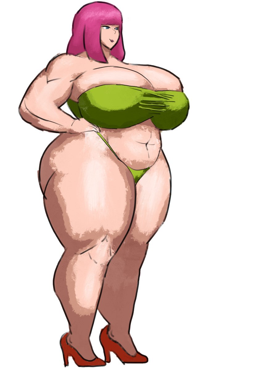 archer_(clash_of_clans) archer_(clash_royale) big_breasts blue_eyes breasts breasts_bigger_than_head clash_(series) clash_of_clans clash_royale clothed clothing d-vile female female_only green_hair high_heels huge_breasts panties partially_clothed partially_clothed_female shiny shiny_skin solo solo_female supercell thick_thighs venus_body voluptuous voluptuous_female