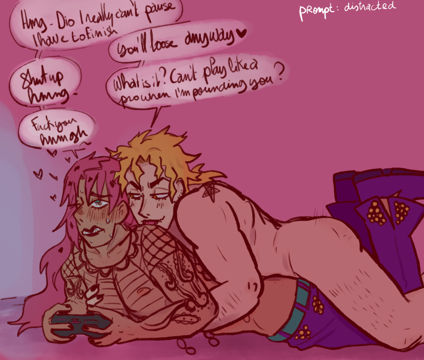 2boys blonde_hair diavolo dio_brando english_text gay joestar_birthmark jojo's_bizarre_adventure male male/male male_on_male male_only male_penetrated male_penetrating male_penetrating_male nude_male pink_hair stardust_crusaders succikkodraws vento_aureo yaoi