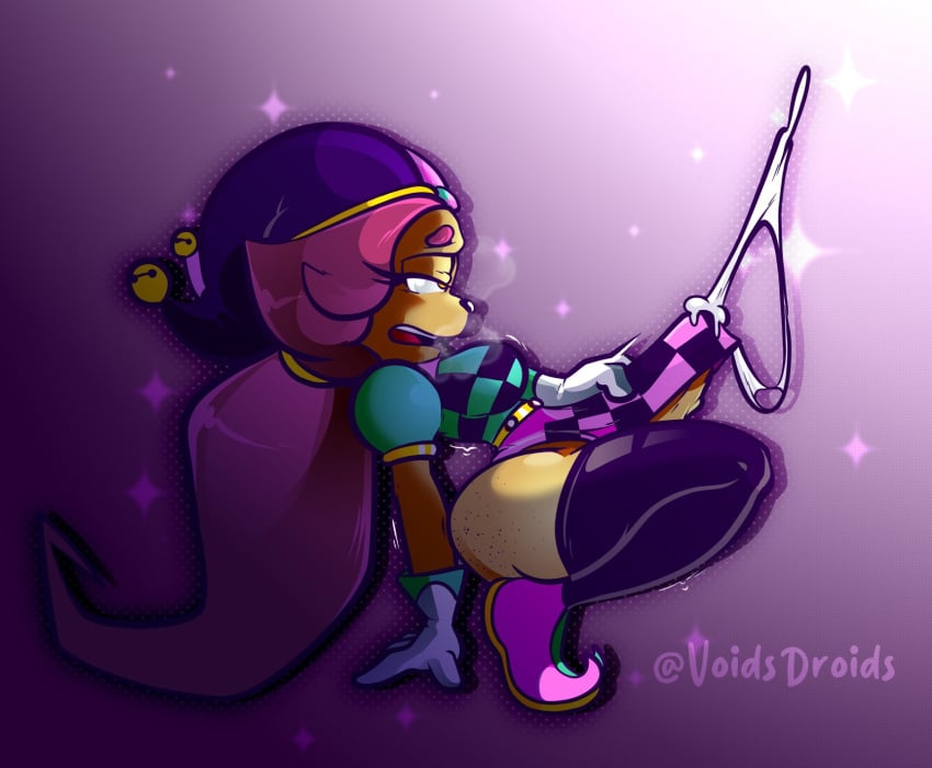 anthro cum dickgirl ejaculation erection erection_under_clothes freckles_on_ass furry futanari gloves hat heavy_breathing looking_pleasured masturbation original_character penis purple_hair rolling_eyes shirt skirt skirt_lift solo squatting tenting thighhighs voidsdroids yellow_skin