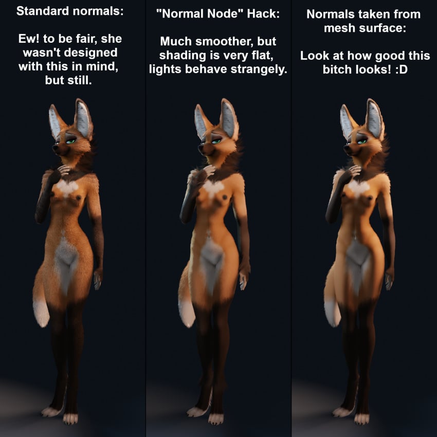 2022 3d_(artwork) 4_toes 5_fingers anthro barefoot bedroom_eyes breasts brown_body brown_fur canid canine claws comparison digital_media_(artwork) digitigrade feet female fingers fur genitals green_eyes hair hi_res looking_at_viewer mammal mane mane_hair maned_wolf multicolored_body multicolored_fur narrowed_eyes nipples orange_body orange_fur pussy ruaidri seductive small_breasts solo standing tahlia_(ruaidri) tall toes white_body white_fur