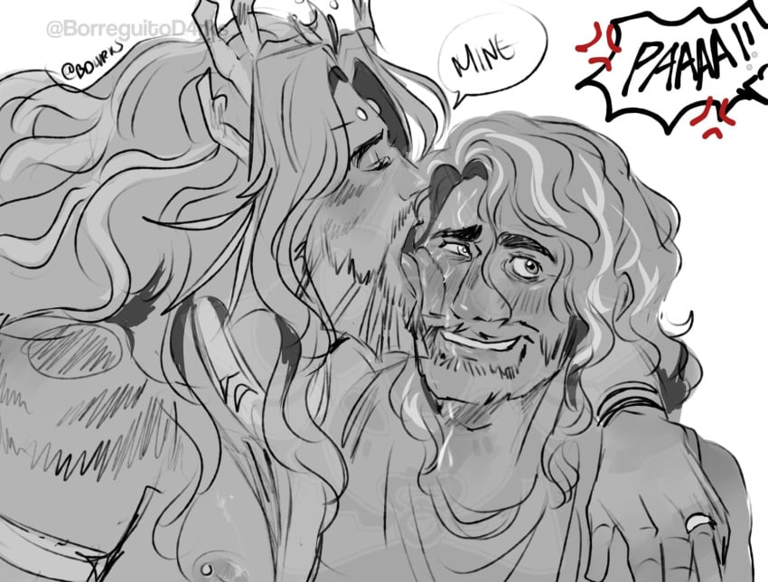 epic_the_musical flustered flustered_male gay licking male odysseus poseidon size_difference yaoi