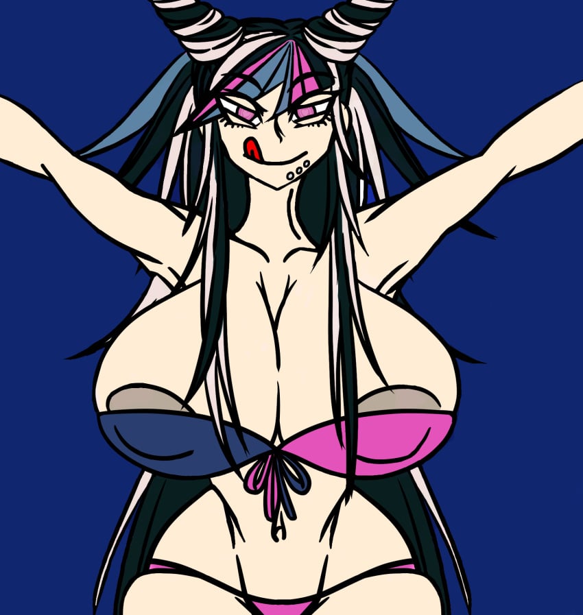 1girls almost_naked barely_clothed big_breasts bikini breasts curvy danganronpa danganronpa_2:_goodbye_despair donut_lord028 edit female hair_horns heart-shaped_pupils horny horny_female huge_breasts massive_breasts mioda_ibuki seductive showing_off thick_thighs voluptuous wide_hips zarvex3