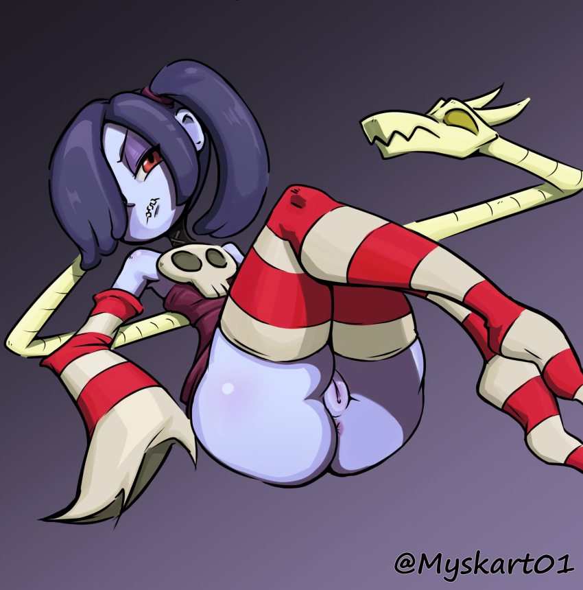 anus ass female flat_chest flat_chested mad myskart pear-shaped_figure pear_shaped pear_shaped_female pussy pussy_peek skullgirls squigly thick_thighs