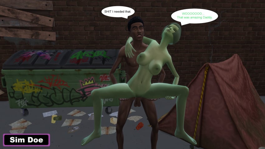 3d alien alien_girl alien_humanoid alien_on_human big_cock big_dick caption carrying_position climax comic comic_page cum_in_pussy cum_inside dark-skinned_male dark_skin dialogue dirty_willy(sim_doe) english english_text female green-skinned_female green_hair green_skin hobo homeless homeless_male huge_cock huni_of_8-x5(sim_doe) impregnated impregnation interracial interspecies legs_apart legs_spread male male/female maledom naked naked_female naked_male night nude nude_female nude_male original_characters outdoors pantsless pantsless_male petite petite_body petite_female sex sex_from_behind sim_doe sims sims4 sims_4 skinny skinny_female speech_bubble speech_bubbles the_sims the_sims_4