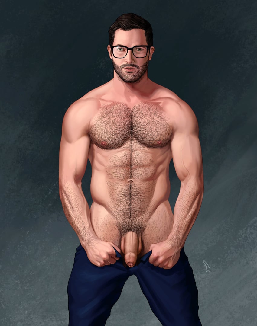 1boy abs biceps celebrity clark_kent dc flexing gabo_artist glasses green_eyes half-dressed human human_only male male_only muscular pecs penis stubble superman thick_thighs tyler_hoechlin uncut