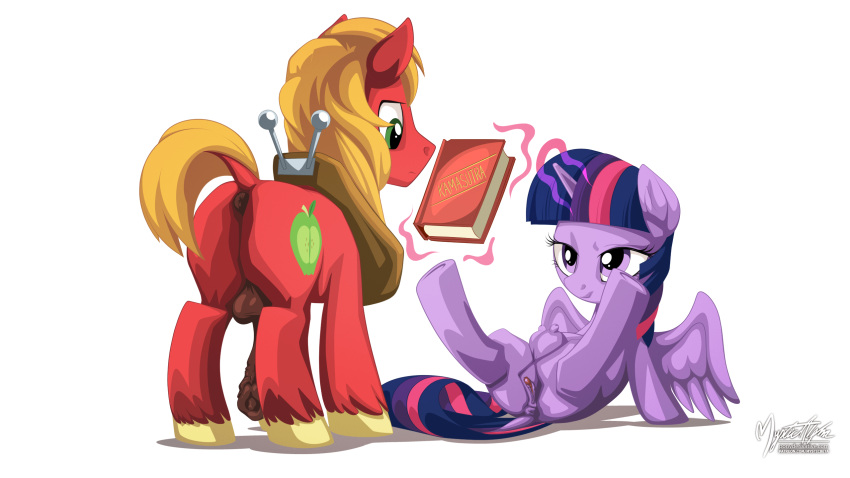 16:9 alicorn animal_genitalia animal_penis anus apple ass backsack balls big_macintosh_(mlp) book breasts crotchboobs cutie_mark digital_media_(artwork) dock duo earth_pony equid equine equine_anus equine_penis eye_contact female feral food friendship_is_magic fruit fur genitals green_eyes hair hasbro hi_res horn horse looking_at_another lying magic male mammal multicolored_hair my_little_pony mysticalpha nude on_back on_ground orange_hair orange_tail penis pink_hair pink_tail plant pony purple_body purple_eyes purple_fur purple_hair purple_horn purple_tail purple_wings pussy red_body red_fur signature simple_background spread_legs spreading text twilight_sparkle_(mlp) two_tone_hair two_tone_tail url white_background widescreen wings yoke