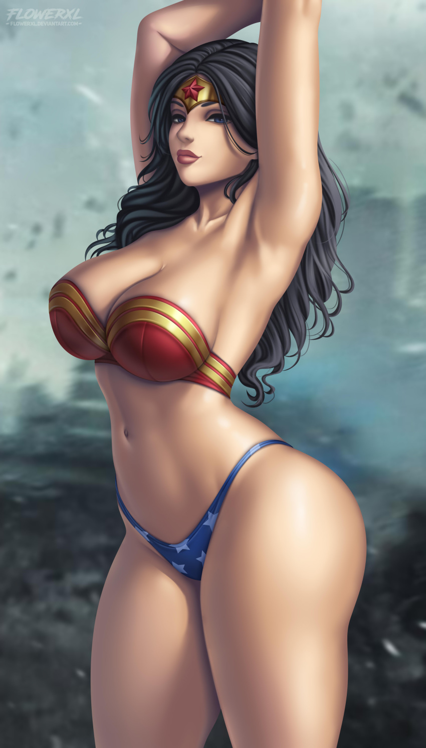 1girls big_breasts black_hair dc dc_comics demi_god diana_prince female female_focus female_only flowerxl high_resolution highres long_hair repost superheroine tagme wonder_woman wonder_woman_(series)