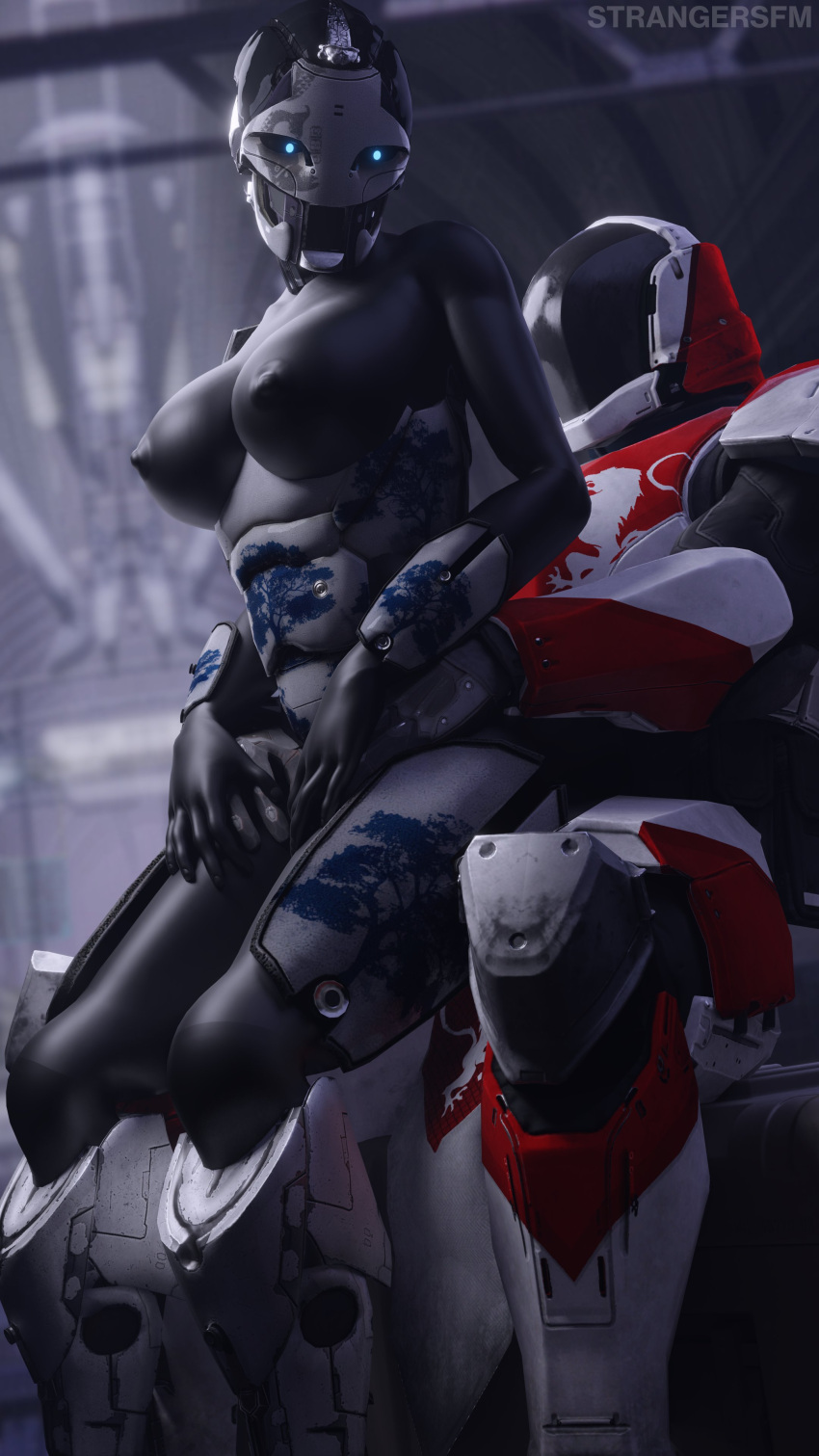 ada-1 armor black_skin bungie destiny_(game) exo guardian_(destiny) hand_on_hip large_breasts robot robot_girl seated sex strangersfm titan_(destiny)