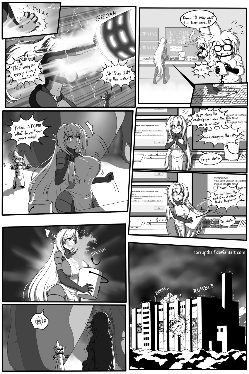 big_breasts breasts buster_girl_(corruptking) comic corruptking giantess huge_breasts prima_(corruptking) tight_clothing