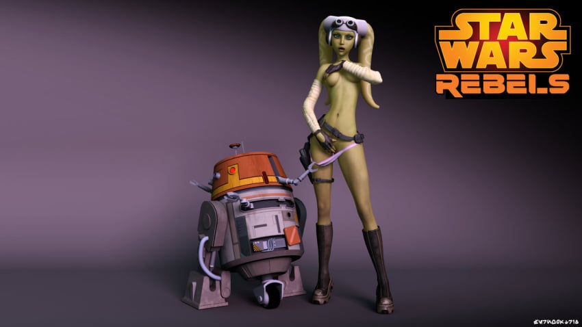 0biwanken0bie 1girls breasts chopper_(star_wars) covered_nipples covering english_text female_focus female_only green_eyes hera_syndulla nude open_mouth panties simple_background solo star_wars star_wars_rebels text twi'lek underwear