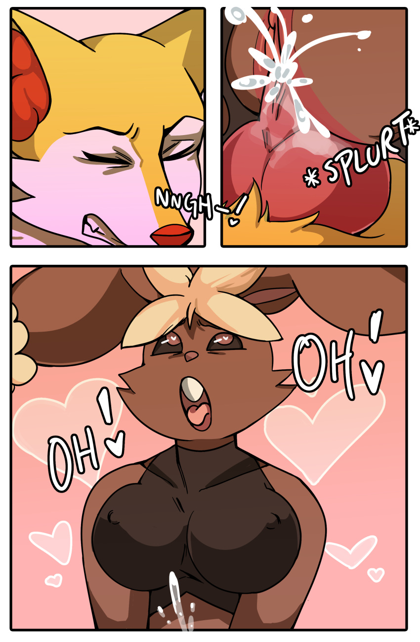 absurd_res anthro bodily_fluids braixen breasts comic comic_page cowgirl_position cum cum_inside cumshot digital_media_(artwork) duo ejaculation erection female female_lopunny generation_4_pokemon generation_6_pokemon genital_fluids genitals hi_res keluturtle kingbriarturtle lopunny male male/female male_braixen male_penetrating mega_evolution mega_lopunny nintendo nipples open_mouth orgasm orgasm_face penetration pokémon_(species) pokemon pokemon_(species) porn_studio pussy sex simple_background vaginal_penetration video_games