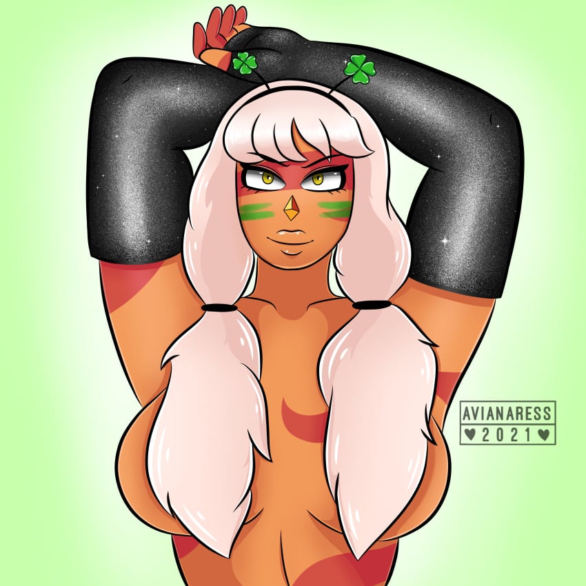 avianaress big_breasts blonde_hair gem_(species) hair_over_breasts jasper_(steven_universe) saint_patricks_day st_patrick stepfordization steven_universe