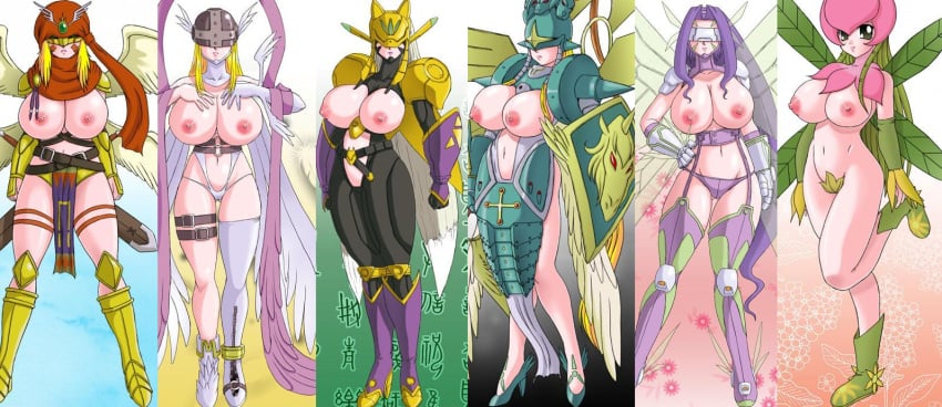 4_wings angewomon areola areolae blonde_hair breasts breasts_out digimon fairimon fairy fairy_wings fairymon functionally_nude glamour_works hips huge_breasts huge_hips huge_thighs kazemon large_breasts leaf leaf_wings leaves lillymon looking_at_viewer milf nipples ophanimon plant plant_girl pointless_clothes pointless_clothing purple_hair sakuyamon tagme take_your_pick thick_thighs thighs topless useless_clothes useless_clothing vine_hair vines visor wide_hips wings