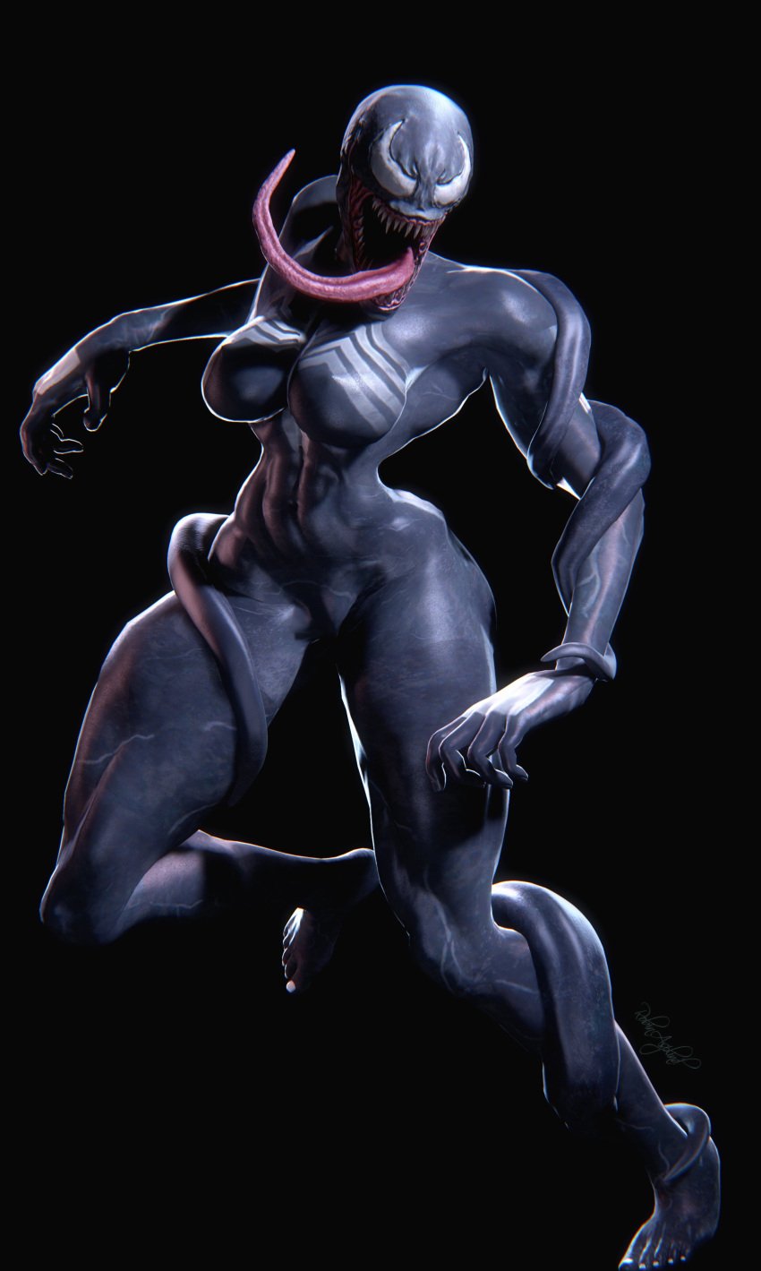 1girls 2019 3d_(artwork) abs absurd_res alien black_body black_skin breasts digital_media_(artwork) fangs female female_only hi_res humanoid lamoz571 long_tongue marvel muscular muscular_female nipples robinasplind1 sharp_teeth she-venom simple_background smooth_skin solo solo_female spider-man_(series) symbiote teeth tentacle thick_thighs tongue tongue_out venom_(marvel) white_eyes