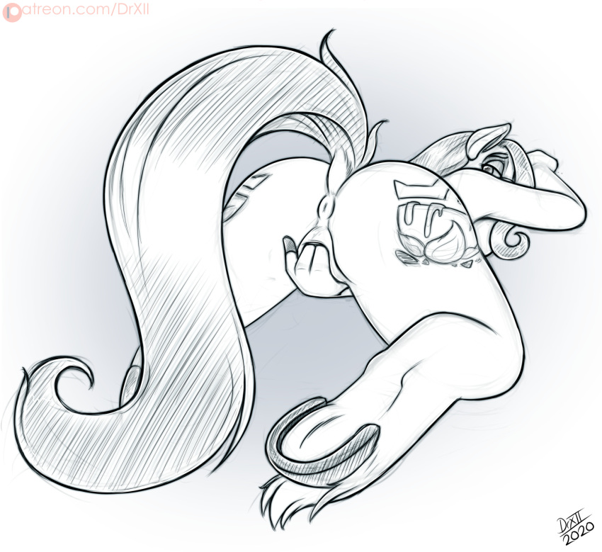 anthro ass cutie_mark digital_media_(artwork) drxii earth_pony equid equine fan_character female genitals hair hasbro hi_res horse ipsywitch ipsywitch_(tumblr) looking_back mammal masturbation my_little_pony penetration pony presenting pussy raised_tail simple_background solo