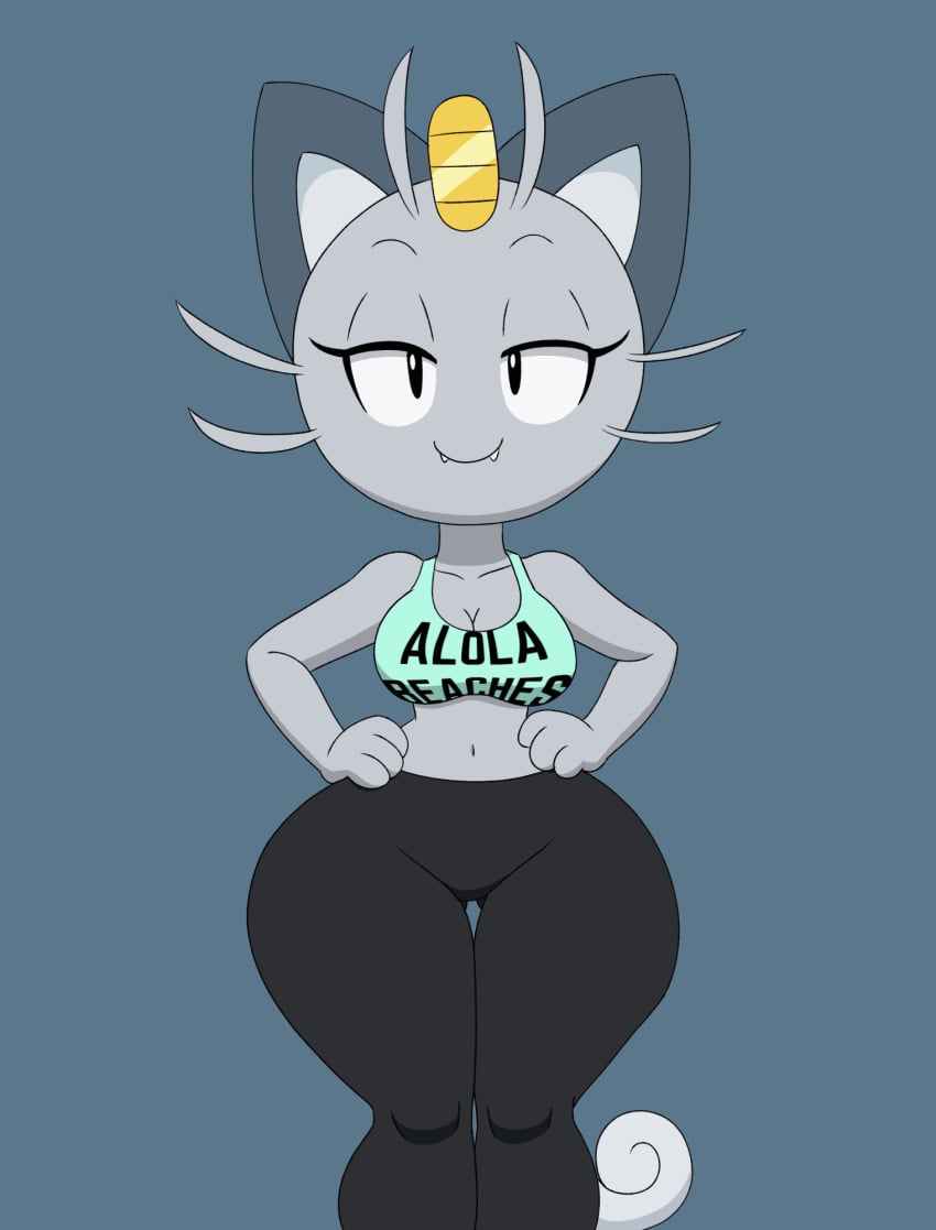 1girls 2021 alolan_meowth animated anthro anthrofied areola blinking boob_flexing bottomwear breast_flexing breasts cleavage clothed clothing clothing_lift dialogue digital_media_(artwork) english_text fangs felid female flashing flashing_breasts flexing half-closed_eyes hi_res looking_at_viewer mammal meowth midriff narrowed_eyes navel nintendo nipples open_mouth open_smile pec_flexing pokémon_(species) pokémorph pokemon regional_form_(pokémon) shirt shirt_lift short_playtime simple_background smile solo speech_bubble tagme talking_to_viewer tank_top tansau text text_on_clothing text_on_shirt text_on_tank_top text_on_topwear thick_thighs topwear tortoisesensei video_games wide_hips